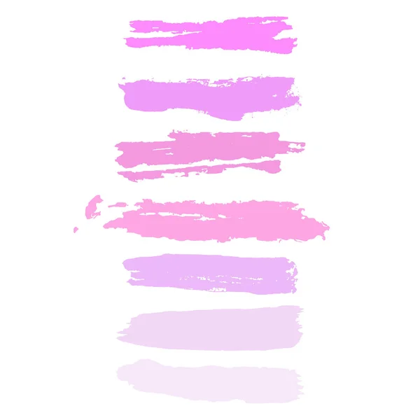 Watercolor Paint Brush Strokes Set Pink Neon Purple Ink Splatters — Stock Vector