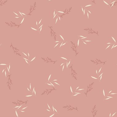 Exotic pink coral pattern with tropical leaves in jungle hawaii style. Hand drawing summer decoration of painting palm foliage or plants and vintage garden flowers. Trendy seamless vector design.