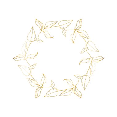 Çiçek altın çerçeve rozeti, minimalizm stili logo, çizgi simgesi. Kozmetik, güzellik stüdyosu, spa için vektör amblemi şablonu.