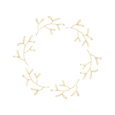 Çiçek altın çerçeve rozeti, minimalizm stili logo, çizgi simgesi. Kozmetik, güzellik stüdyosu, spa için vektör amblemi şablonu.