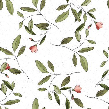 Doğa terrazzo mozaik çiçek arkaplan yeşilimsi pürüzsüz desen elde çizilmiş stil. Orman tropikal yapraklı vektör yaprakları. Botanik hipster, kaotik leke üzerinde kırsal iz, fayans yüzeyi..