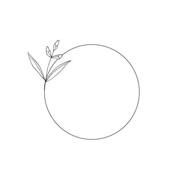 Floral Wreath Line Art Retro Sketch Greeting Card Summer Banner — Stock Vector