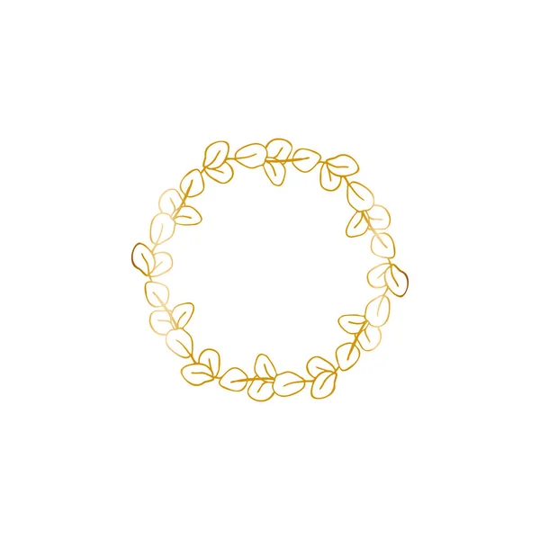 Emblema Moldura Ouro Flor Logotipo Estilo Minimalismo Ícone Forro Modelo —  Vetores de Stock