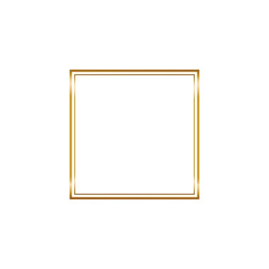 Beyaz arkaplanda klasik tarzda altın eşkenar dörtgen çerçeve. Çizgi sanatı, dekoratif tasarım için zarif bir sınır. İzole vektör çizimi. Düğün davetiyesi için hafif efekt.