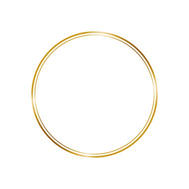 Beyaz arka planda klasik tarzda altın çerçeve. Çizgi sanatı dekoratif tasarım için zarif yuvarlak kenar. İzole vektör çizimi. Düğün davetiyesi için hafif kristal efekti.