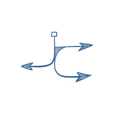 Hand-drawn arrow sketch as navigation symbol, freehand graphic pointer for direction and guidance design.