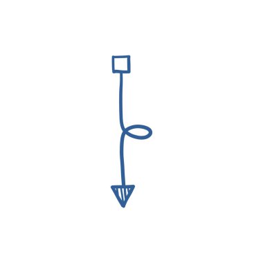 Hand-drawn arrow sketch as navigation symbol, freehand graphic pointer for direction and guidance design.