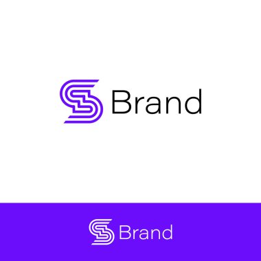 İki farklı arkaplan ile izole edilmiş doğrusal S Harfi Monogramı.