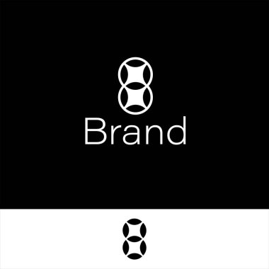 İki farklı arkaplan ile izole edilmiş Yapraklı ve Yıldızlı 8 Numaralı Zarif Monogram.