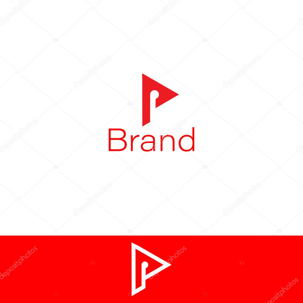 Modern and Minimal Letter P Golf Flag Logo with two backgrounds.