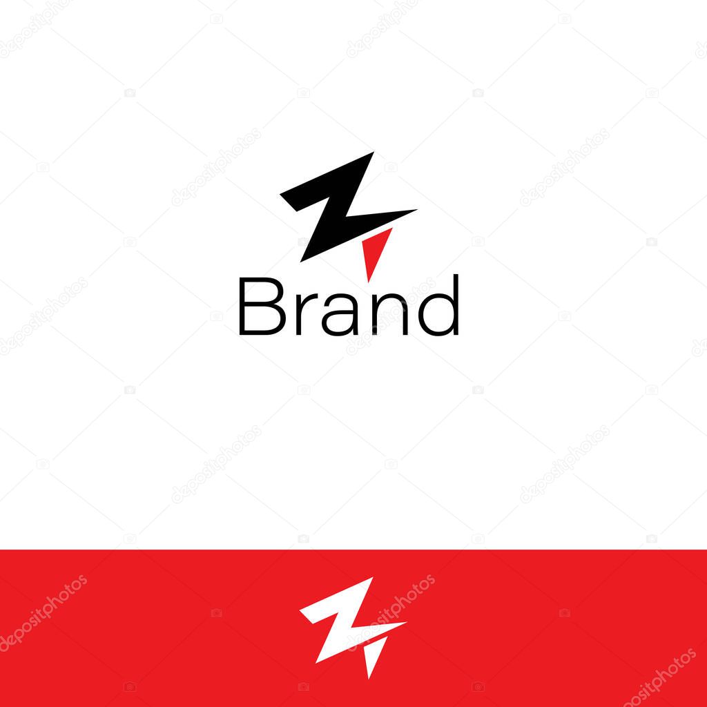 Letter Z or ZT or M Thunder Bolt Monogram isolated with two backgrounds.