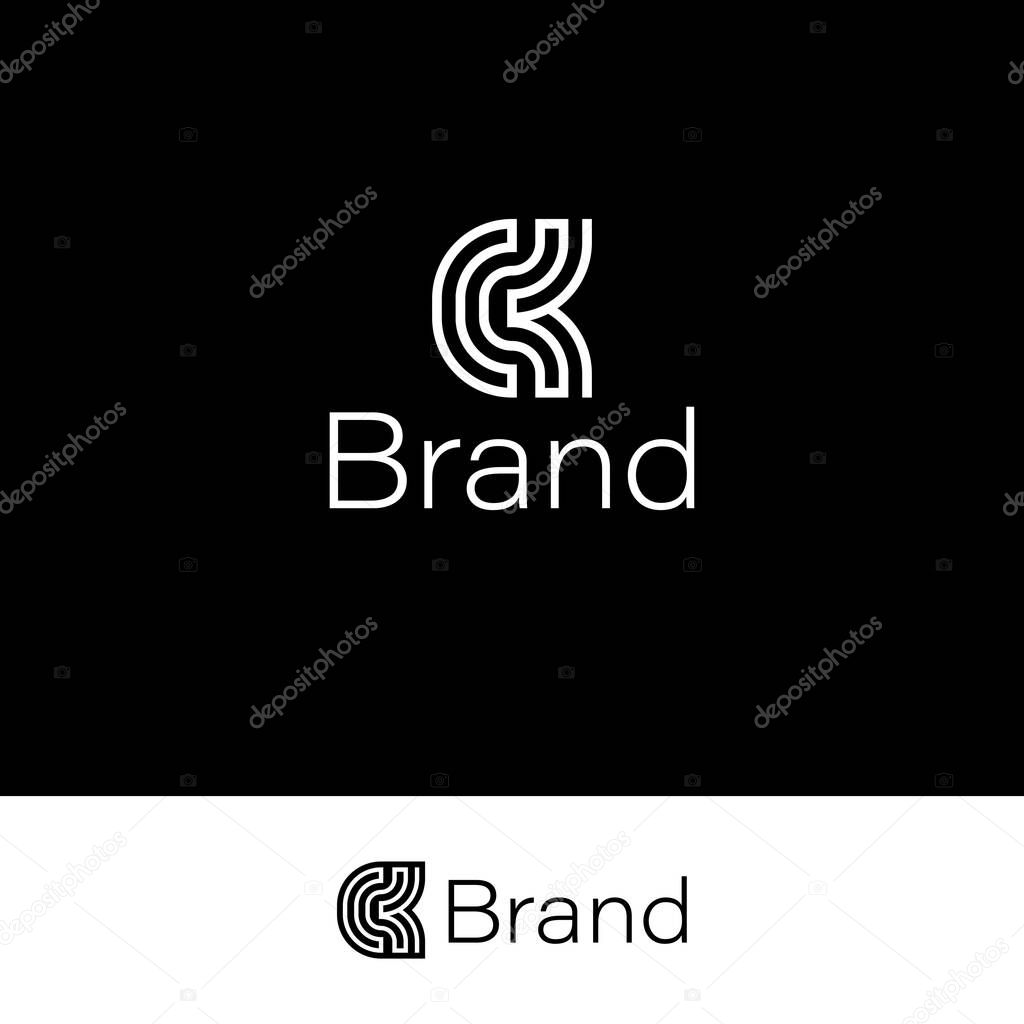 Linear Letters CK Monogram Isolated With Two Backgrounds.