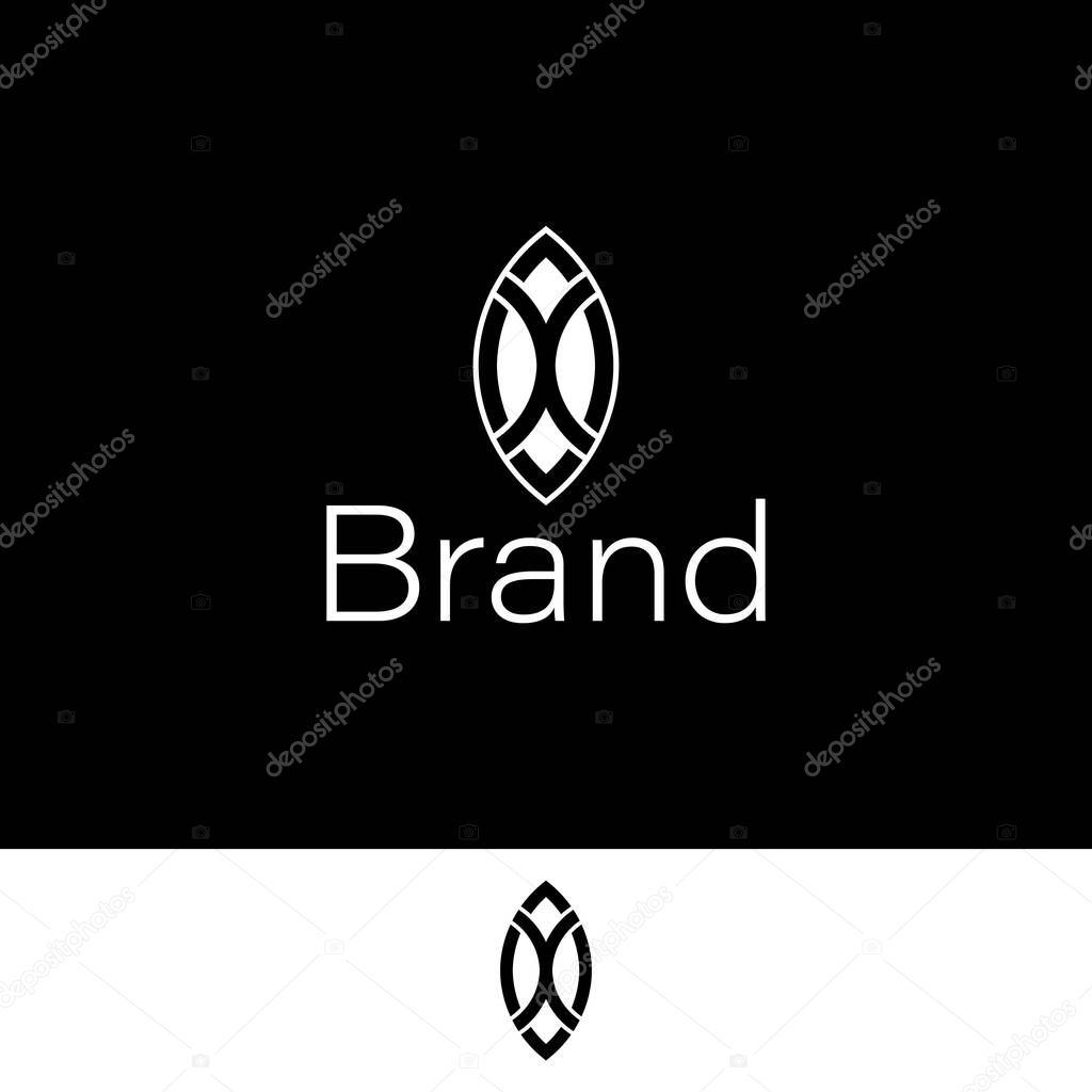 Letter X or XO Marquise Logo isolated with two backgrounds.