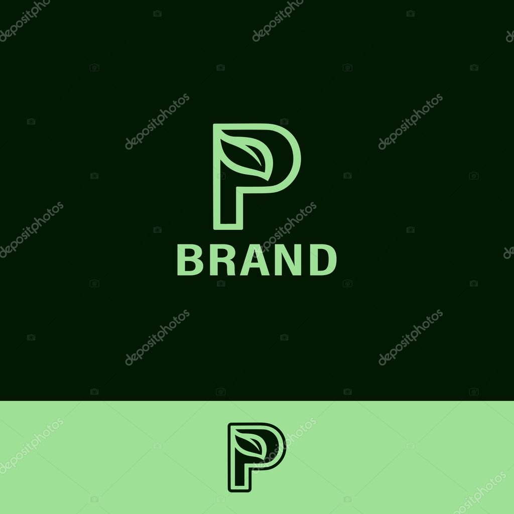 Nature Leaf Letter P Logo Design with two backgrounds.