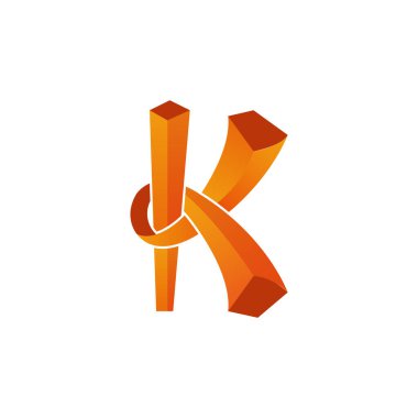 Beyaz arkaplanlı 3D Birleştirilmiş Harf K Kafe Logosu.