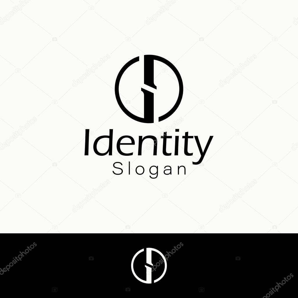 Letters GG or SG Circular monogram with black and white background.