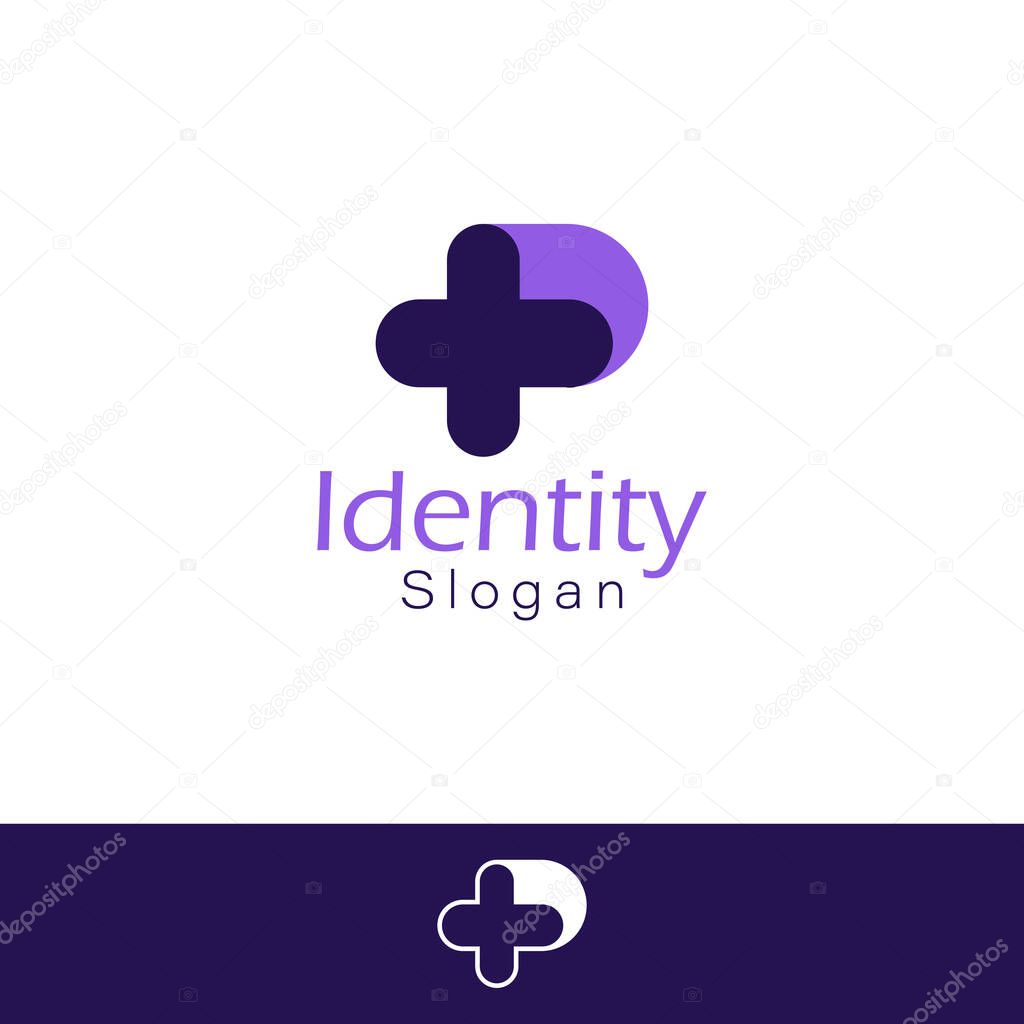 Letter P Healthcare Logo with two colors of background.