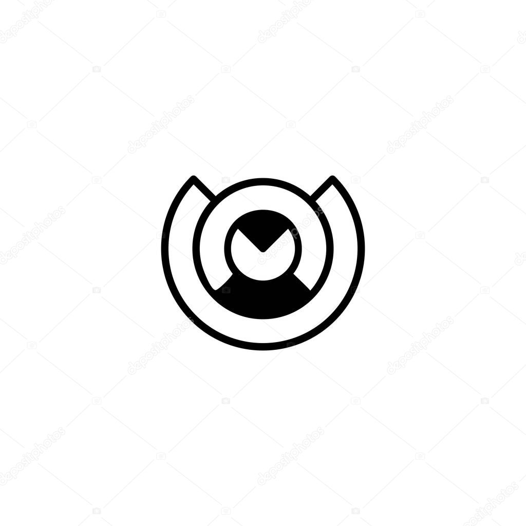 Circled Letters CM Alien Monogram with white background.