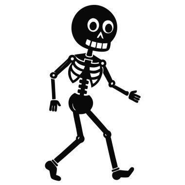 Sevimli karikatür tarzı iskelet silueti.
