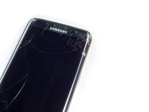 Chiangrai Tailândia Setembro 2017 Smart Phone Samsung Galaxy Edge Broken — Fotografia de Stock