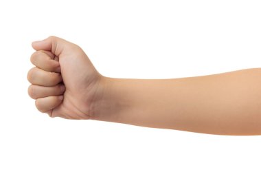 Eller yumruk, punch veya jest yakınmalar izole kırpma pat ile beyaz arka plan üzerinde