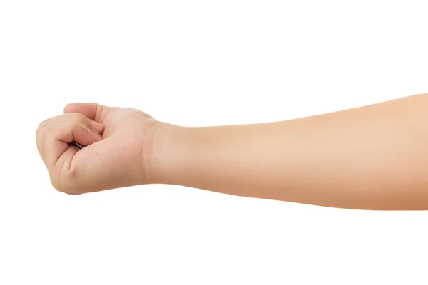 Human Hand Fist Punch Griping Gesture Isolate White Background Clipping — Stock Photo, Image