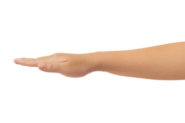 Side View Human Hand Reach Out One Hand Gesture Isolate — Stock Photo, Image