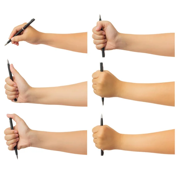Zestaw Ludzką Ręką Dotrzeć Rękę Pisania Rysowania Lub Trzymając Czarny — Zdjęcie stockowe
