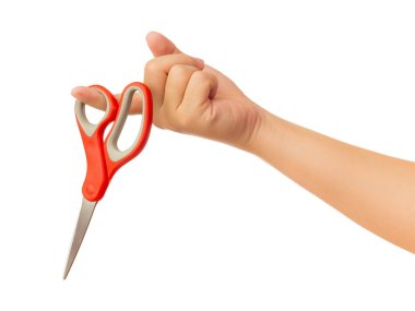 Makas hareketi izole kırpma yolu, yüksek çözünürlüklü ve rötuş veya grafik tasarım için düşük kontrast ile beyaz arka planda tutan eller