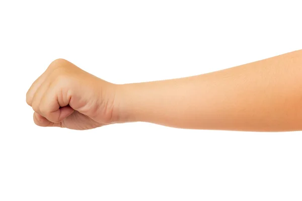 Рука Людини Кулаці Удар Або Жест Зчеплення Ізольовані Білому Тлі — стокове фото