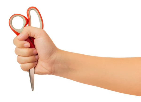 Human hand holding scissors gesture isolate on white background with clipping path, High resolution and low contrast for retouch or graphic design