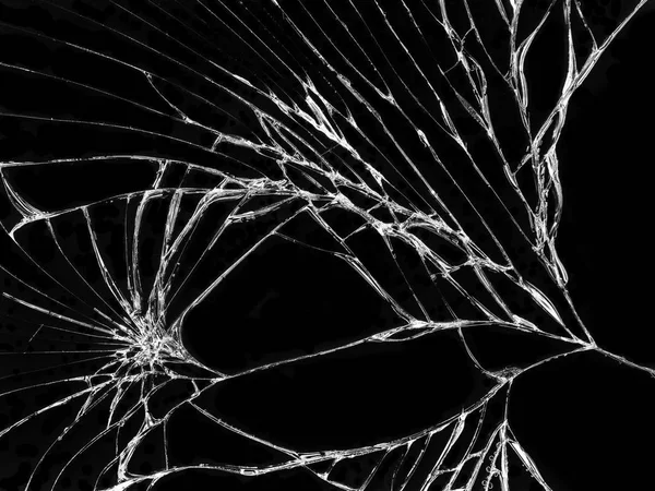 Kırık cam doku siyah arka plan üzerine. İzole gerçekçi kırık cam etkisi.