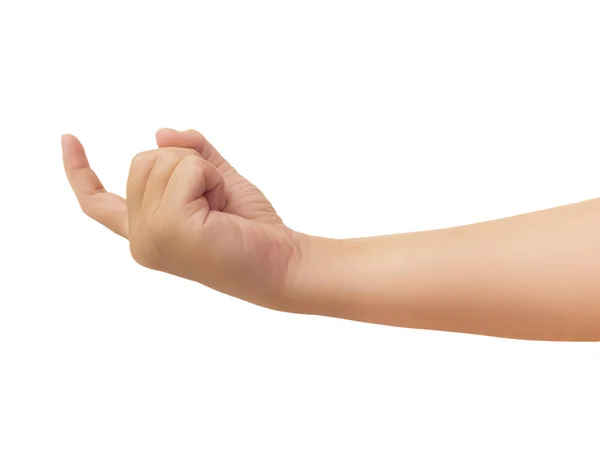 Human Hand Showing One Forefinger Bent Come Gesture Isolate White — Stock Photo, Image