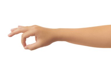 Kişinin el meditasyon işareti jest gösteren insan eli izole kırpma yolu, yüksek çözünürlüğü ve düşük kontrast rötuş veya grafik tasarım için beyaz zemin üzerine