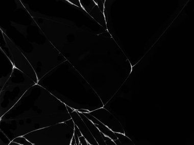 Kırık cam doku siyah arka plan üzerine