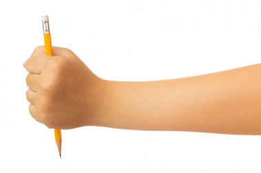 Beyaz arkaplanda insan eli izole edilmiş