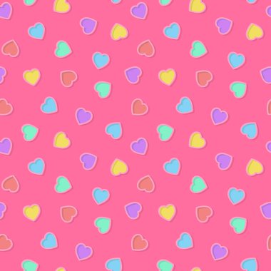 Renkli illüstrasyon kalpleri desen sorunsuz arka plan