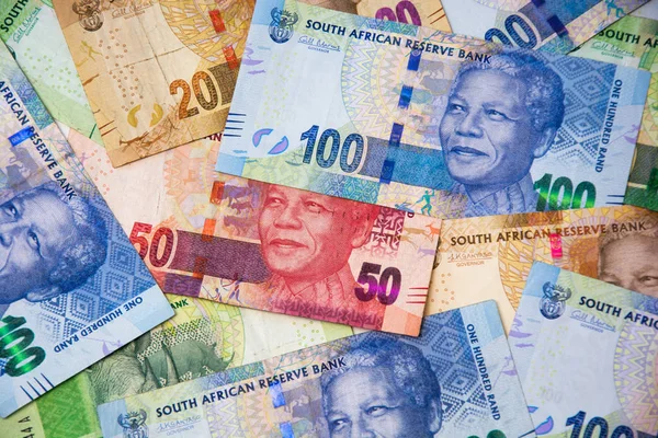 South African Currency Bank Notes Flat Surface — Stock Photo, Image