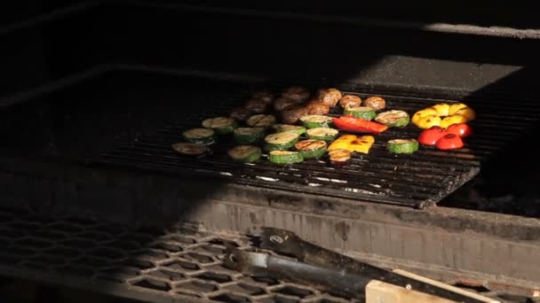 Las verduras se asan a la parrilla — Vídeo de stock