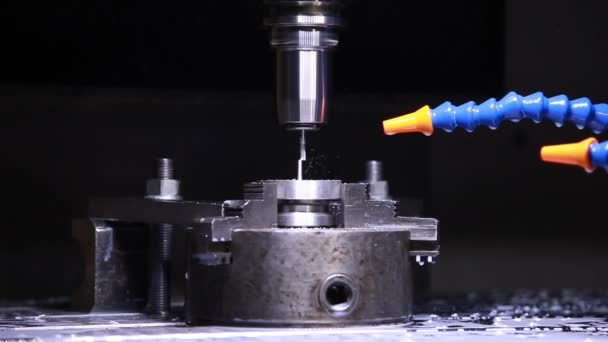 Cnc Milling Machine Operation High Tech Machine Lathe Metal Processing — Stock Video