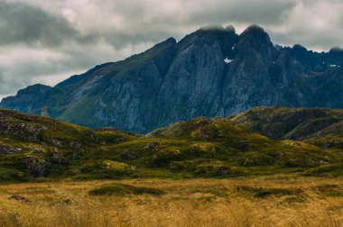 Lofoten Adaları, arka plan, Norveç odaklanmak dağlara güzel manzara