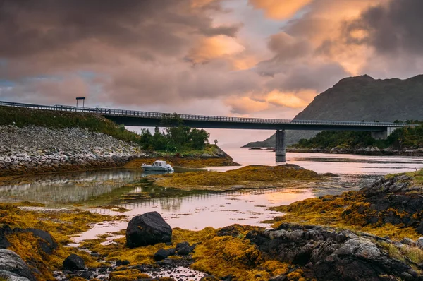 Most Straumneset Lofoten Ostrovy Norsko — Stock fotografie