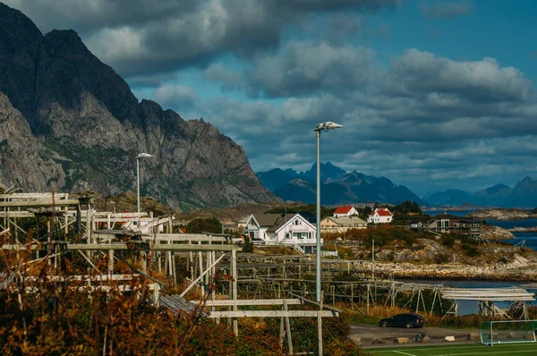 Sušička Ryby Henningsvaer Lofoten Ostrovy Norsko — Stock fotografie