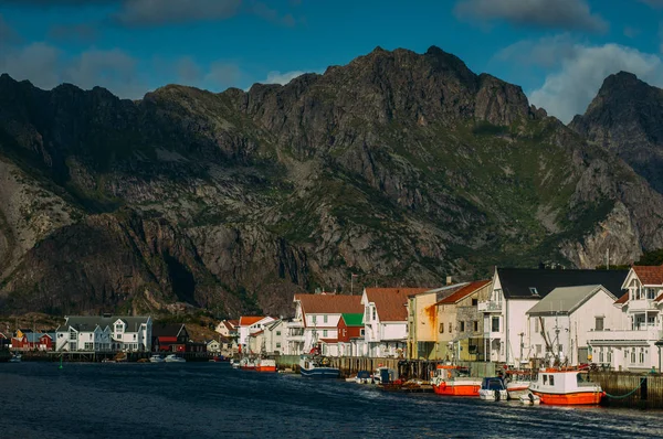 Pohled Henningsvaer Lofoten Ostrovy Norsko — Stock fotografie