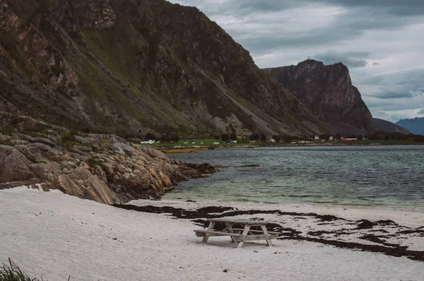 Lofoten 노르웨이에 해변에 휴양을 — 스톡 사진