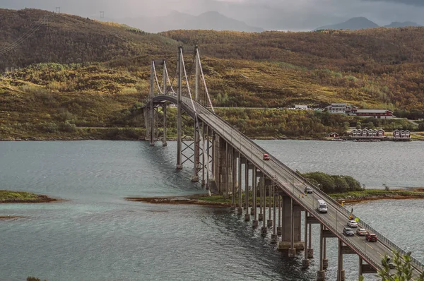 Most Tjelsund Bru Lofoten Ostrovy Norsko — Stock fotografie