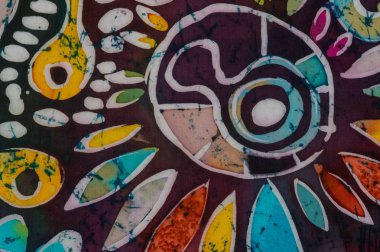 Kurbağa yavrularını ve whitebaits, parça, sıcak batik, arka plan dokusu, ipek, soyut Sürrealizm art tarih el yapımı