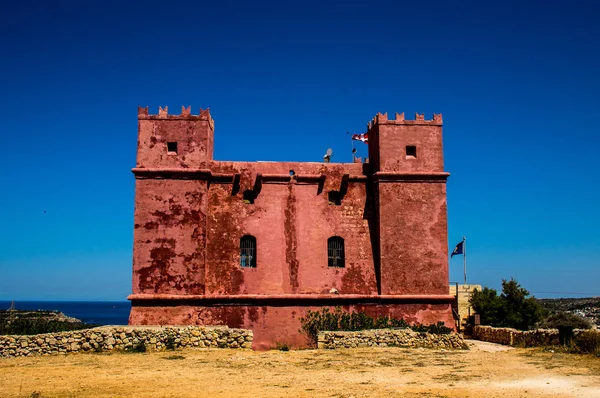 Widok Agata Czerwona Wieża Malta — Zdjęcie stockowe