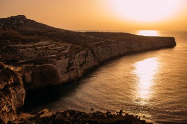Pamoramic sunset Bulvarında Malta seaside, Malta