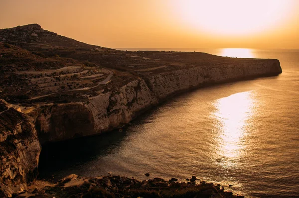 Pamoramic Zachód Słońca Nad Morzem Maltański Malta — Zdjęcie stockowe